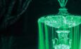 Fontaine Nadeau lit up with green LED Lighting