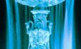 Fontaine Nadeau lit up with blue LED Lighting